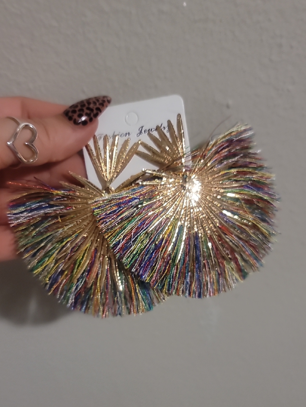 Gold Multi-Color Fringe Statement Earrings
